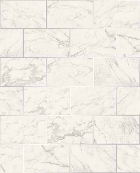 Brewster Home Fashions Mirren Off-White Marble Subway Tile Wallpaper