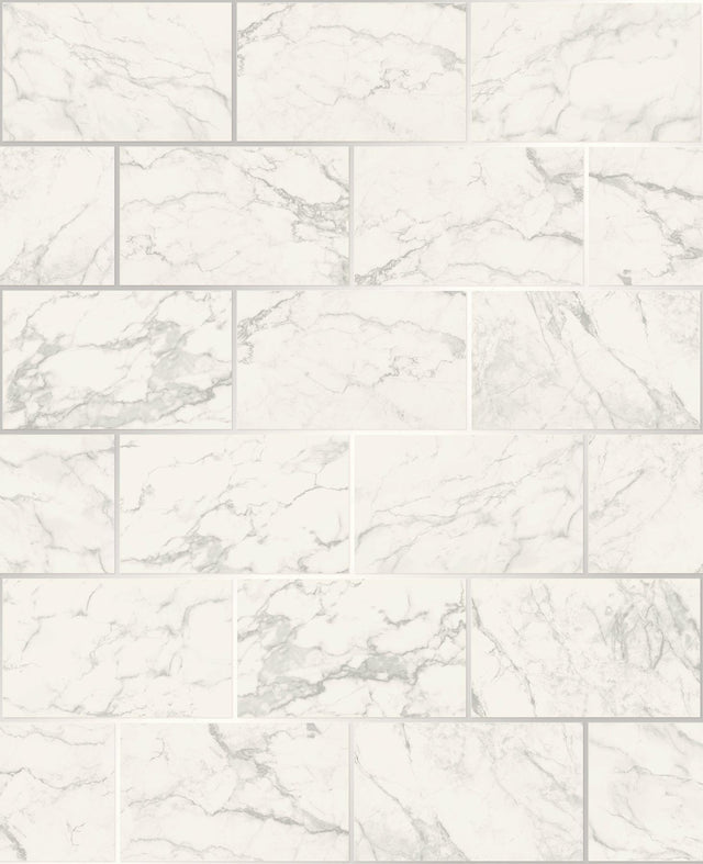 Brewster Home Fashions Mirren Off-White Marble Subway Tile Wallpaper