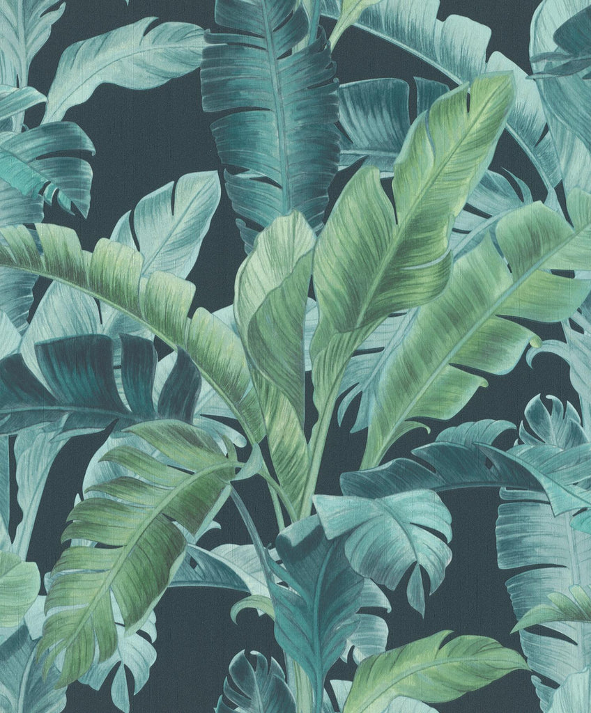 Brewster Home Fashions Orissa Palm Frond Dark Blue Wallpaper