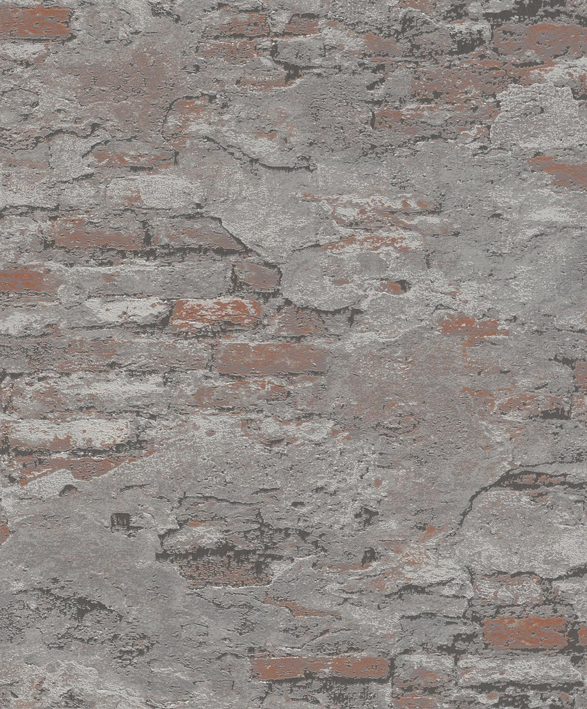 Brewster Home Fashions Templier Grey Distressed Brick Wallpaper