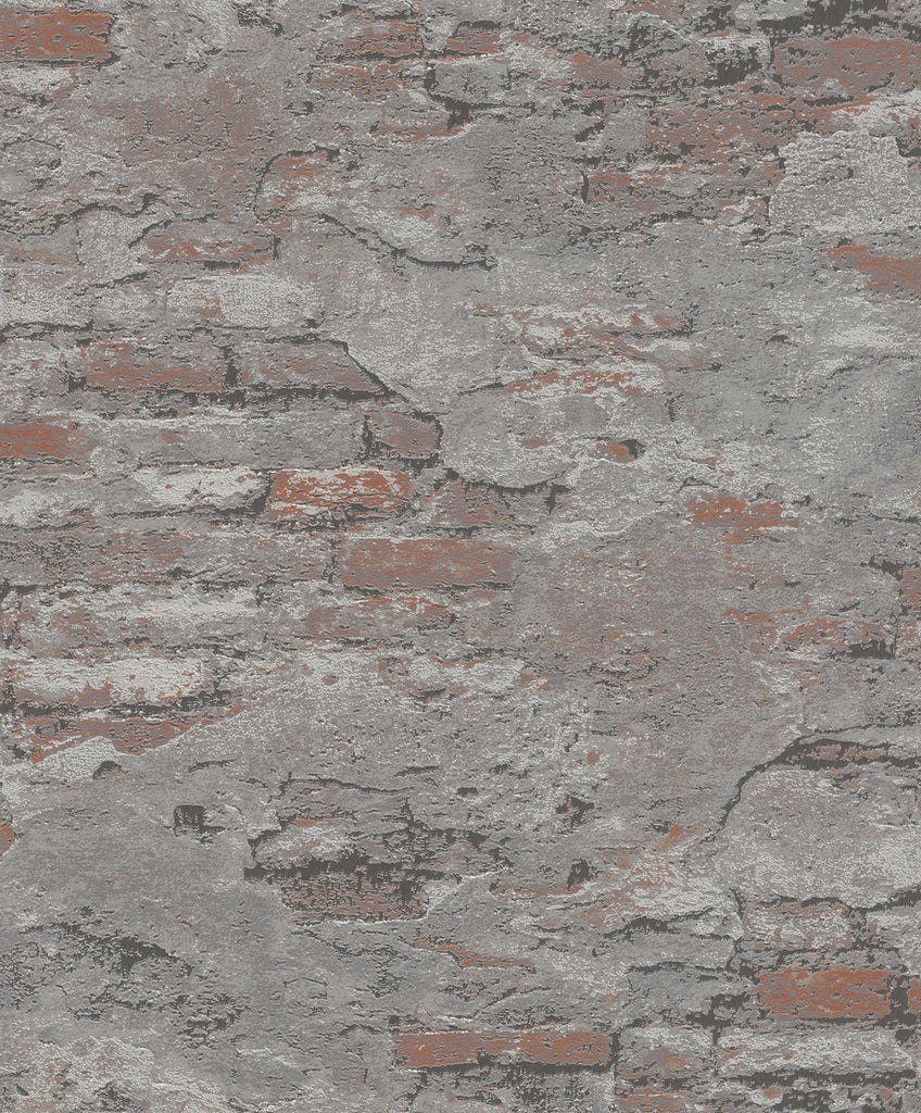 Brewster Home Fashions Templier Distressed Brick Grey Wallpaper
