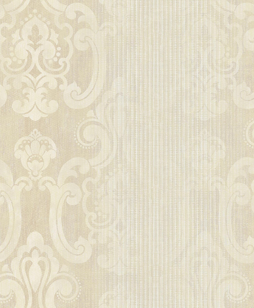 Brewster Home Fashions Ariana Striped Damask Gold Wallpaper