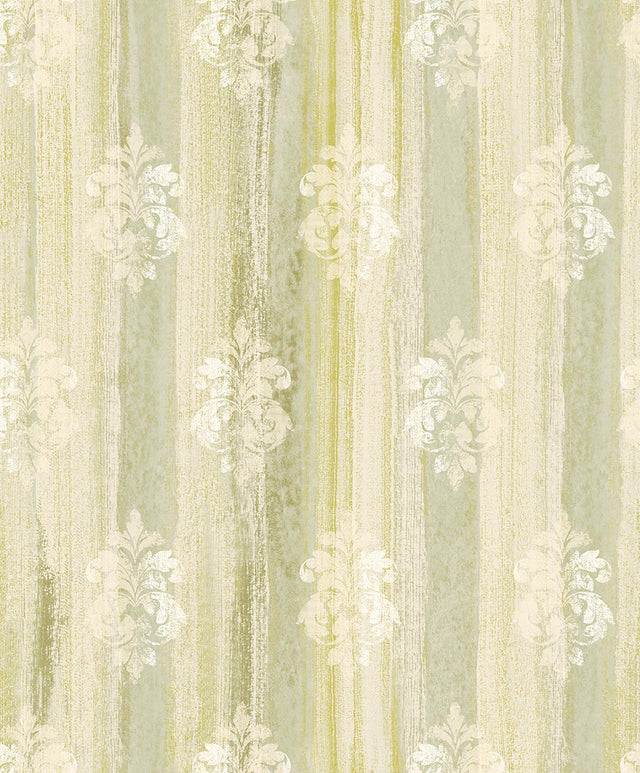 Brewster Home Fashions Alison Green Damask Motif  Wallpaper