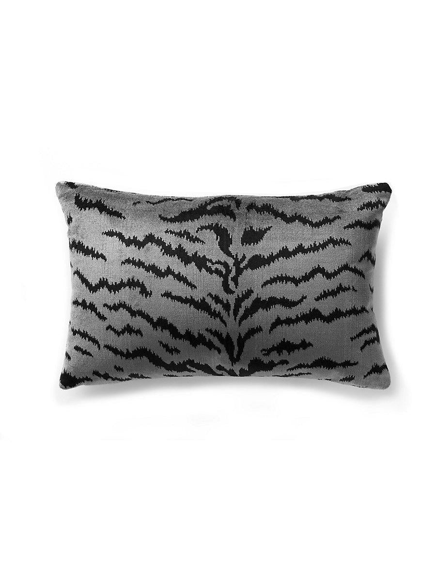 Scalamandre Tigre 14 X 22 - Silver & Black Decorative Pillow