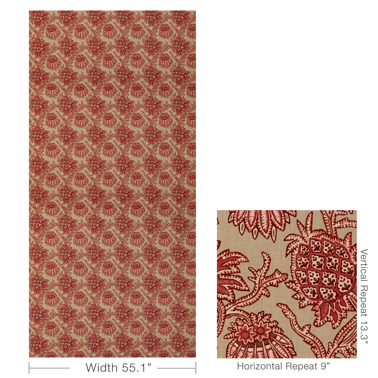 Brunschwig & Fils BRASSAC PRINT RED Fabric