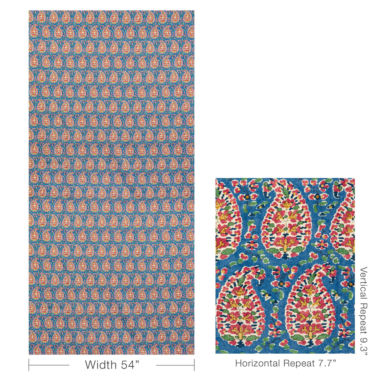 Brunschwig & Fils ROUGIER PRINT BLUE/RED Fabric