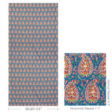 Brunschwig & Fils ROUGIER PRINT BLUE/RED Fabric