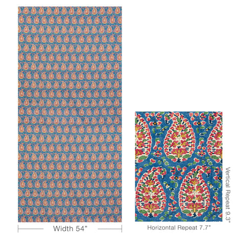 Brunschwig & Fils ROUGIER PRINT BLUE/RED Fabric