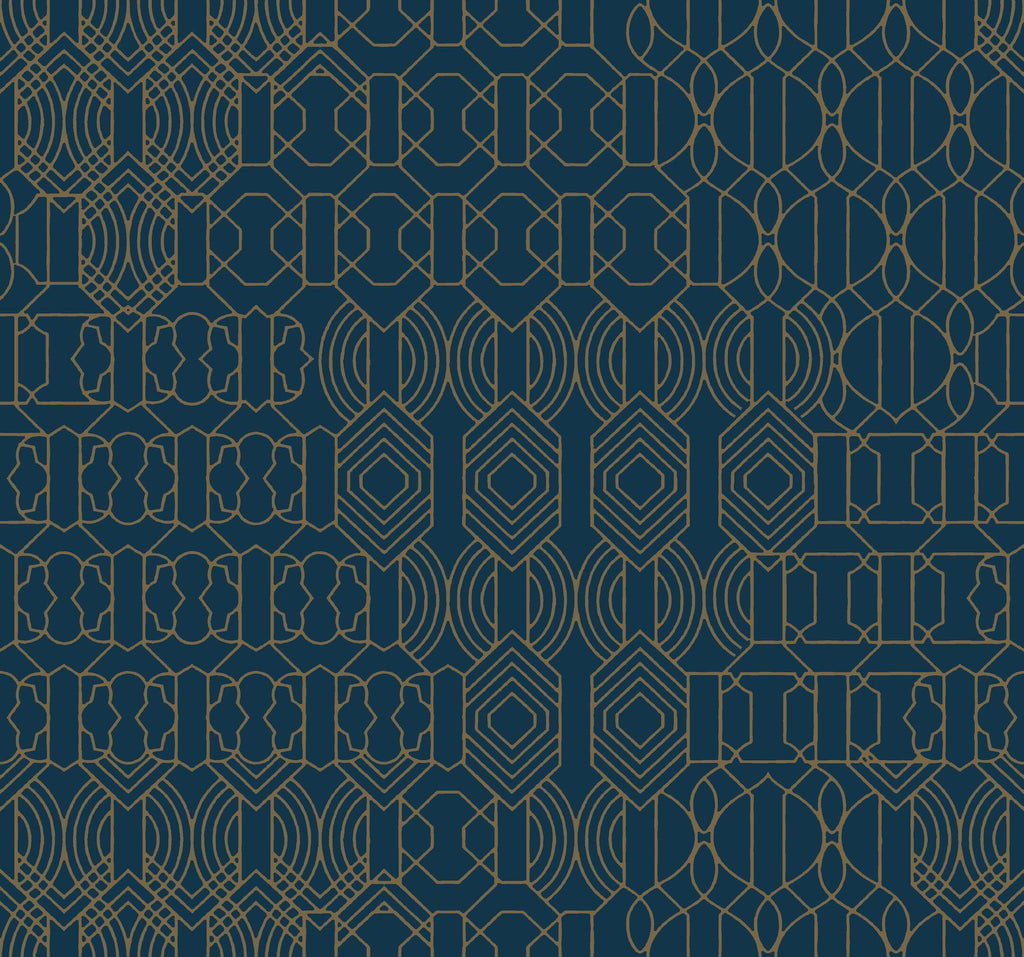 York Designer Series Modern Chandelier Blue Wallpaper
