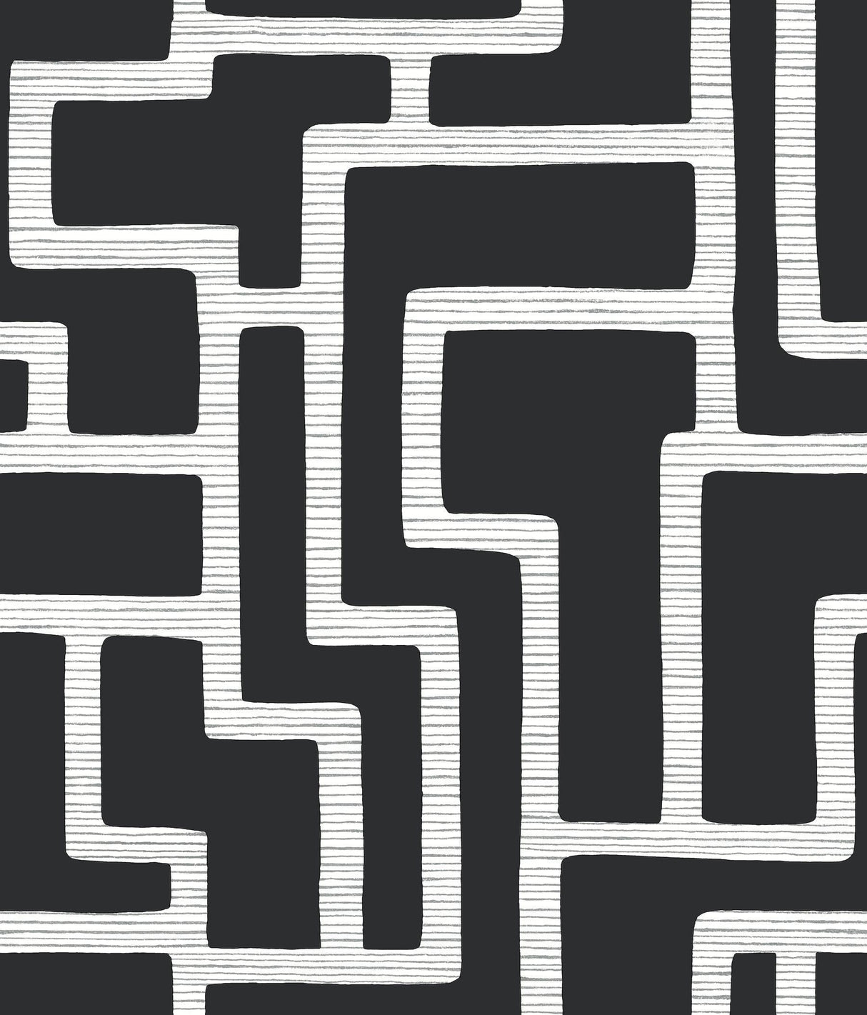 York Graphic Polyomino Black/White Wallpaper