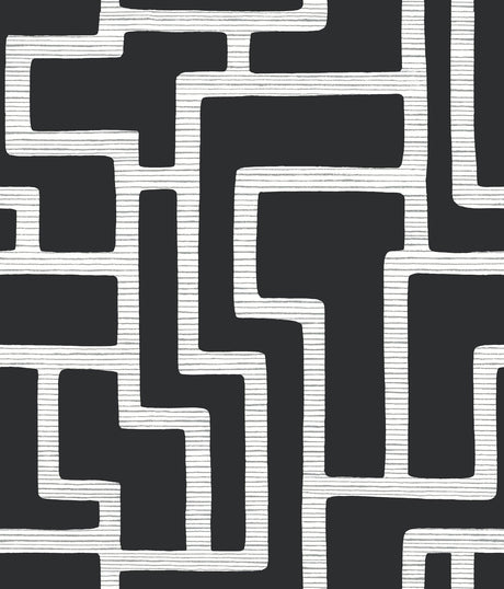 York Graphic Polyomino Black/White Wallpaper