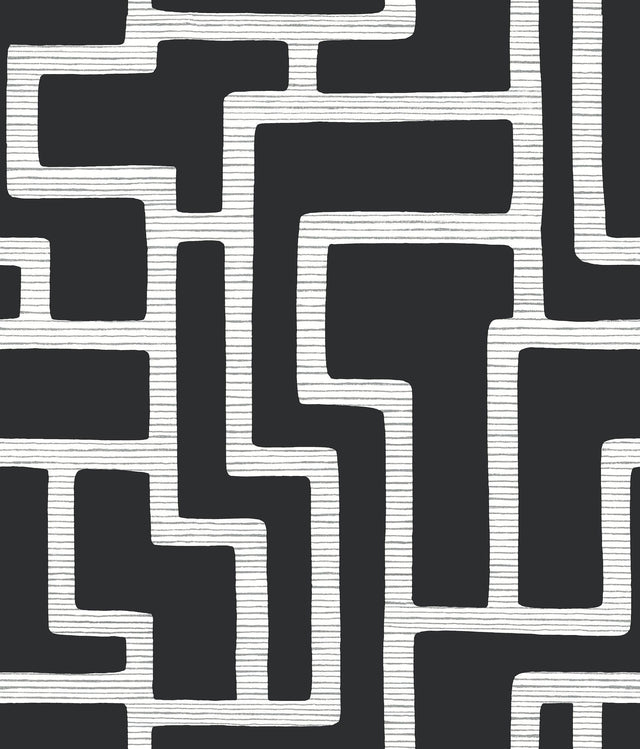 York Graphic Polyomino Black/White Wallpaper