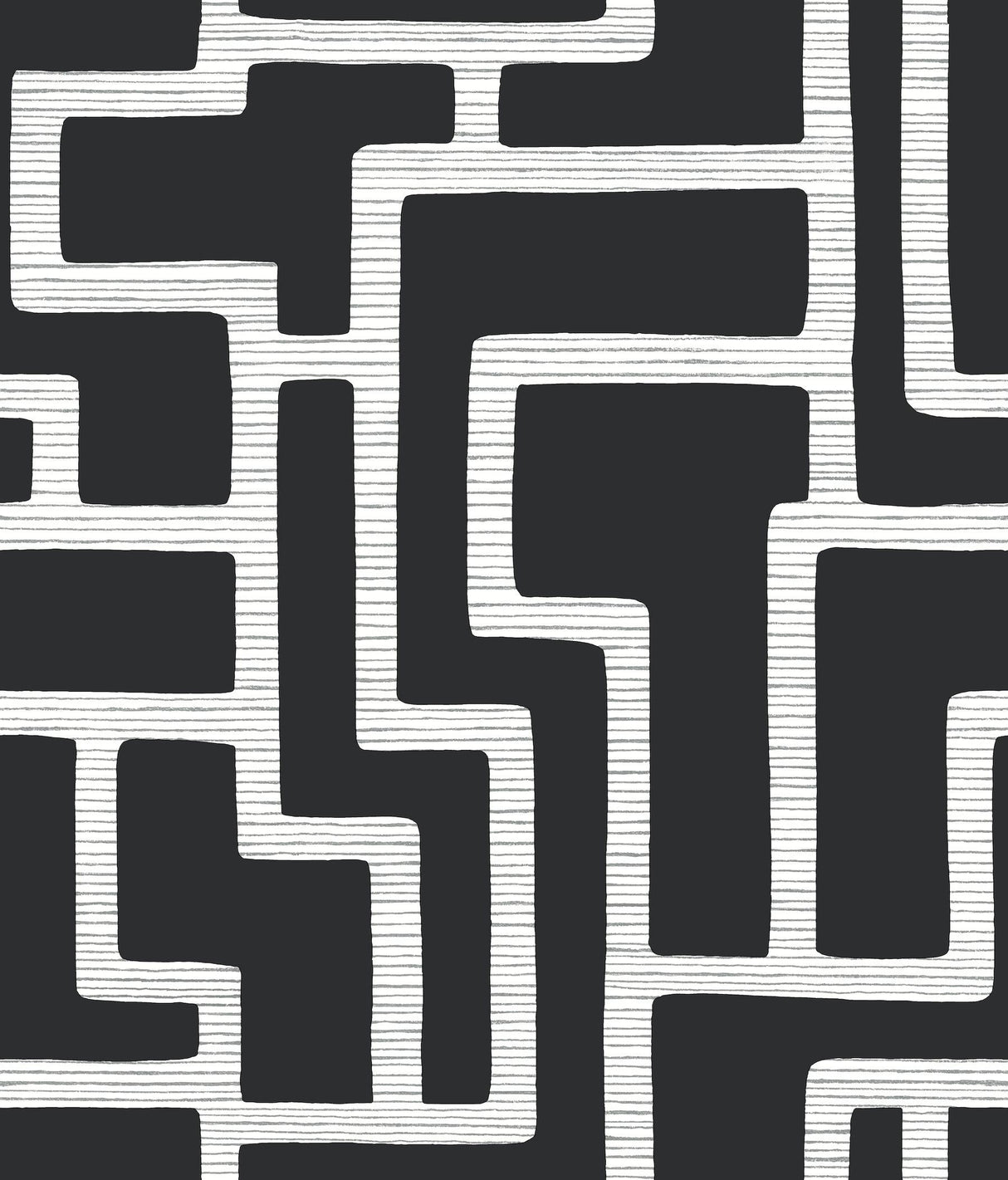 York Graphic Polyomino Black/White Wallpaper