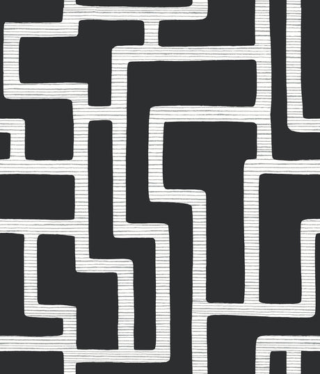York Graphic Polyomino Black/White Wallpaper
