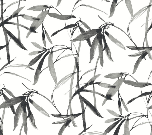 York Bamboo Ink Black/White Wallpaper