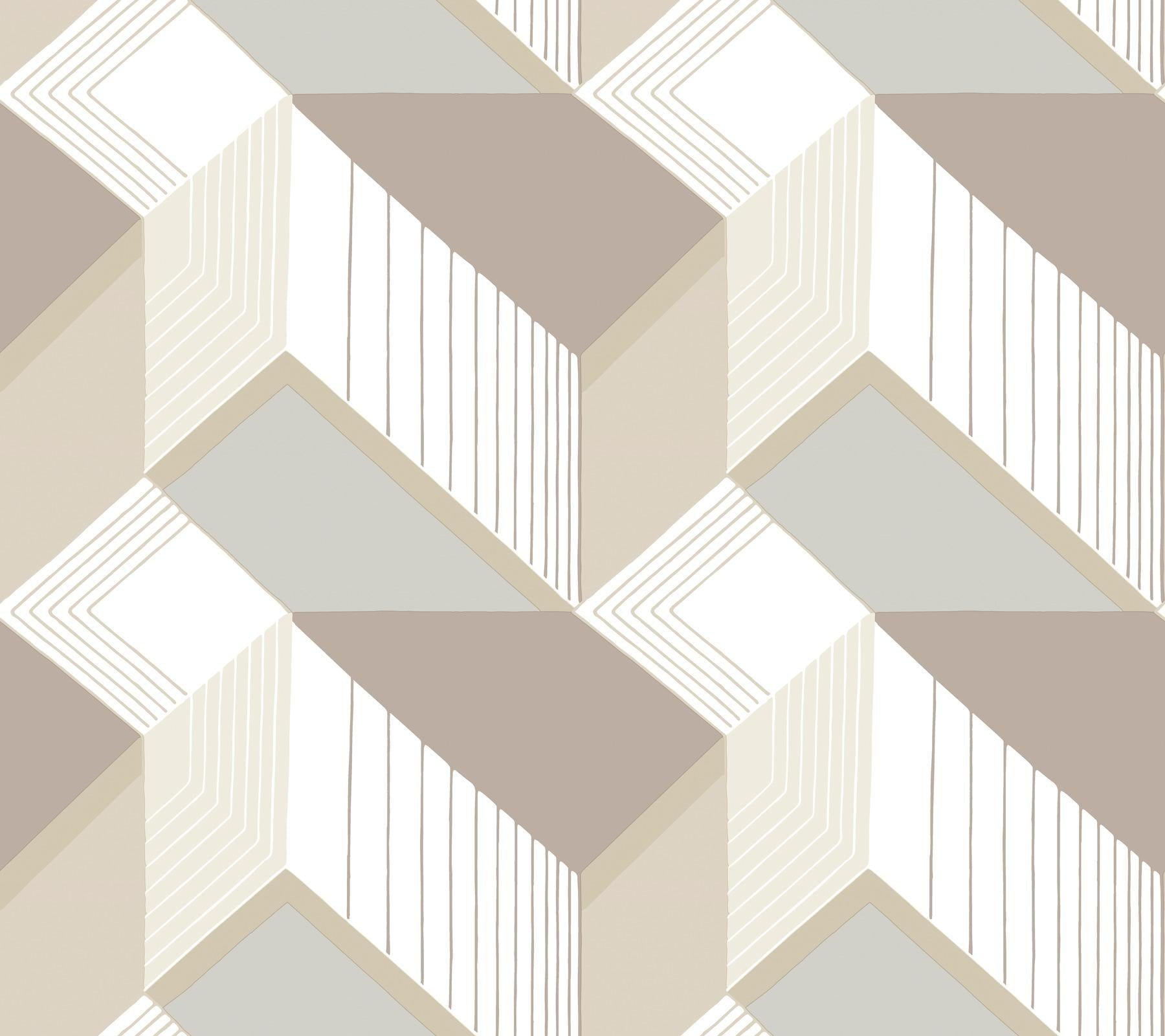 York Graphic White & Cream Geo Blocks Wallpaper