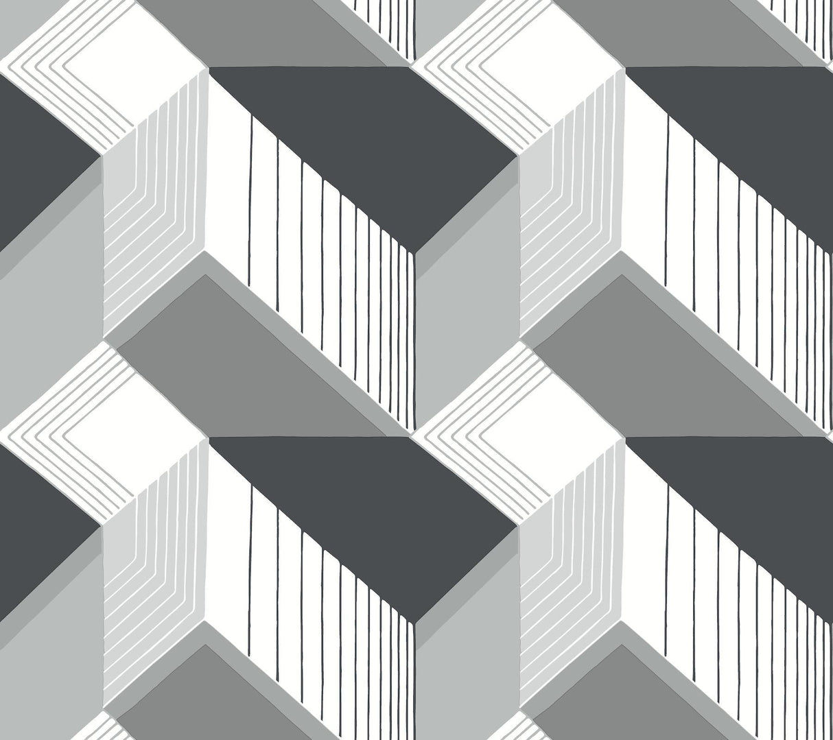 York Graphic Geo Blocks Black/White Wallpaper