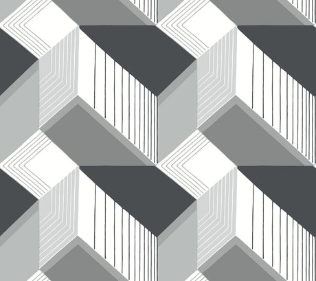 York Graphic Geo Blocks Black/White Wallpaper
