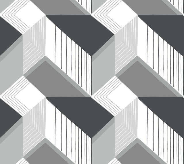 York Graphic Geo Blocks Black/White Wallpaper