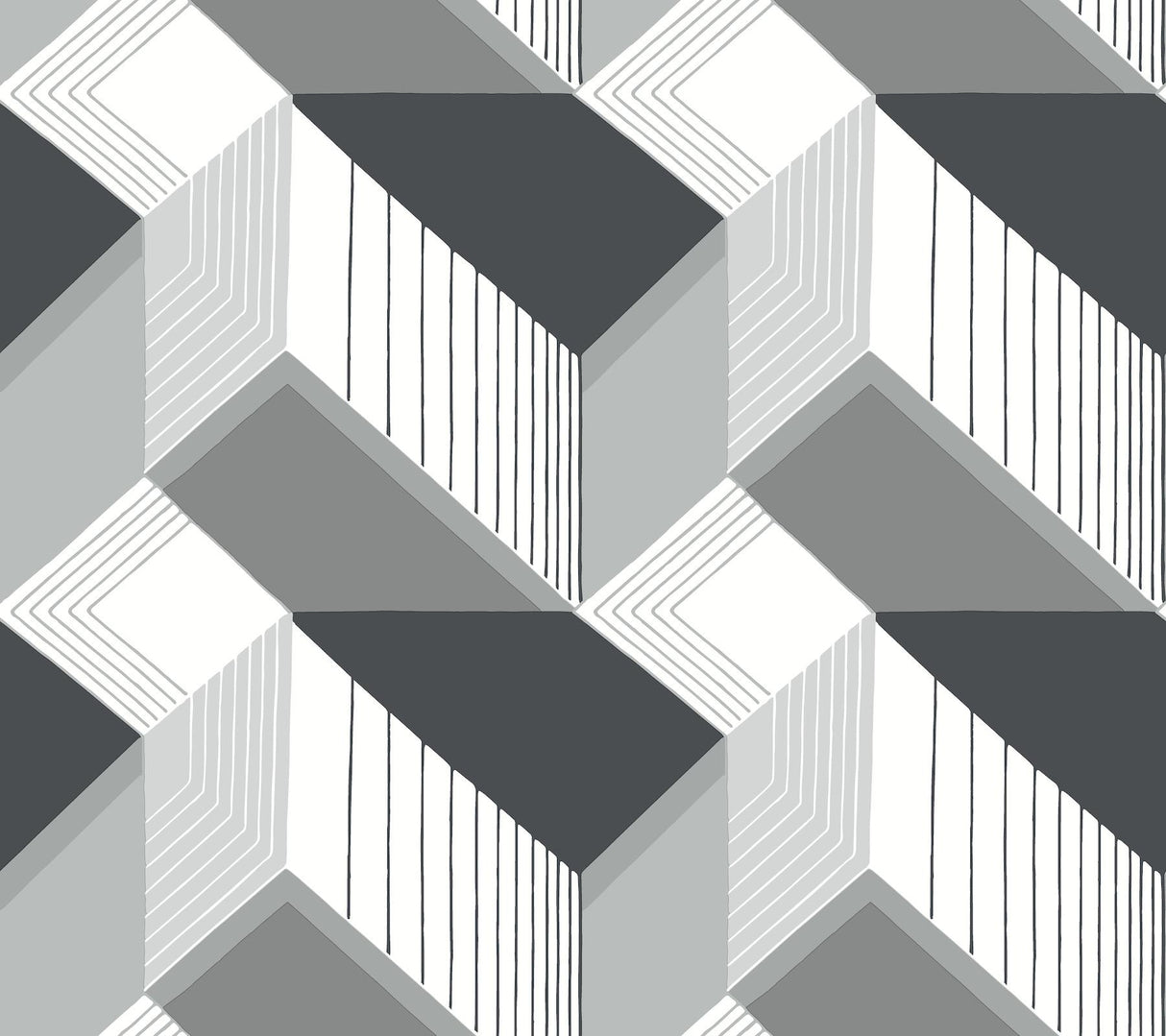 York Graphic Geo Blocks Black/White Wallpaper