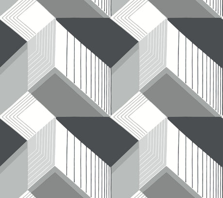 York Graphic Geo Blocks Black/White Wallpaper
