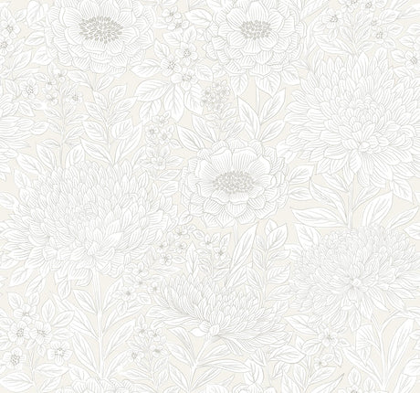 York Wood Block Blooms Cream/Glint Wallpaper