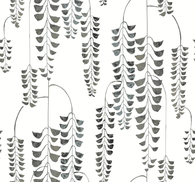 York Deco Wisteria Black/Metallic Wallpaper