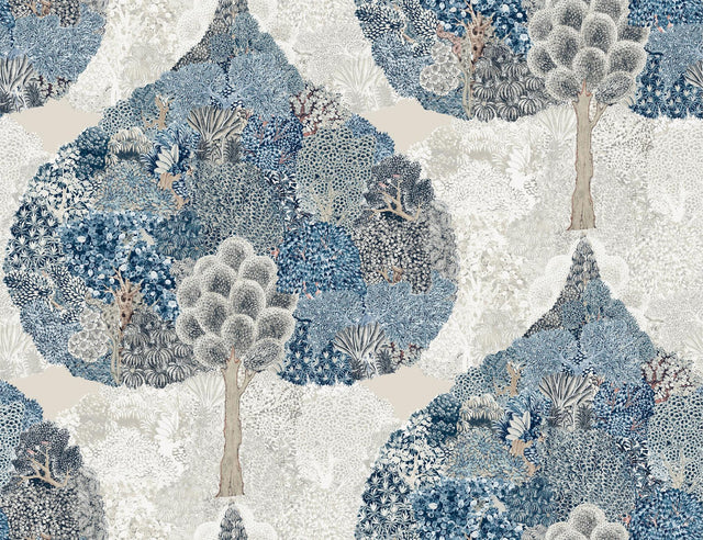 York Designer Series Mystic Forest Blue Wallpaper