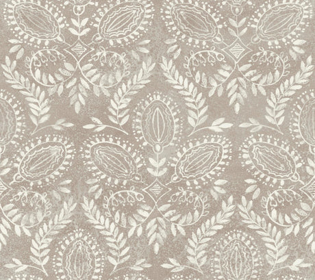 York Designer Series Laurel Damask Brown Wallpaper