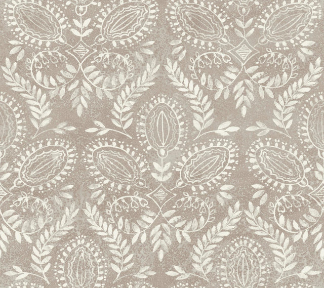 York Designer Series Laurel Damask Brown Wallpaper
