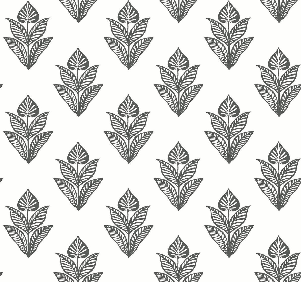 York Lotus Motif Black/White Wallpaper