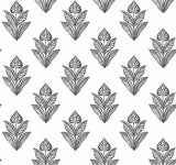 York Lotus Motif Black/White Wallpaper