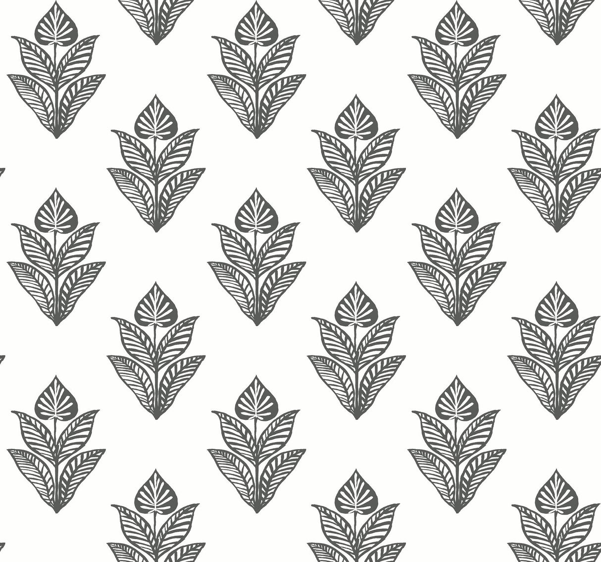 York Lotus Motif Black/White Wallpaper