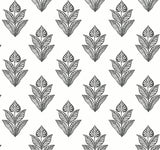 York Lotus Motif Black/White Wallpaper