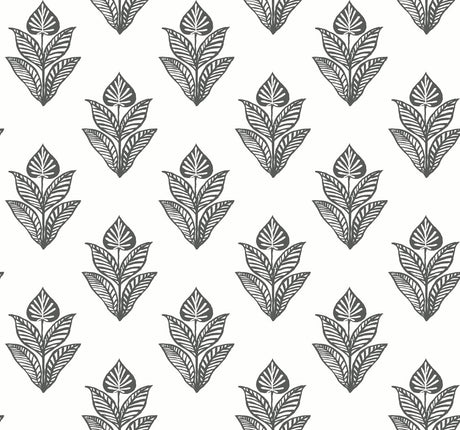 York Lotus Motif Black/White Wallpaper