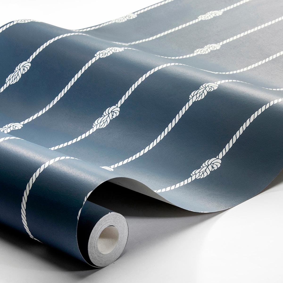 Borastapeter Knot Stripe Navy Wallpaper
