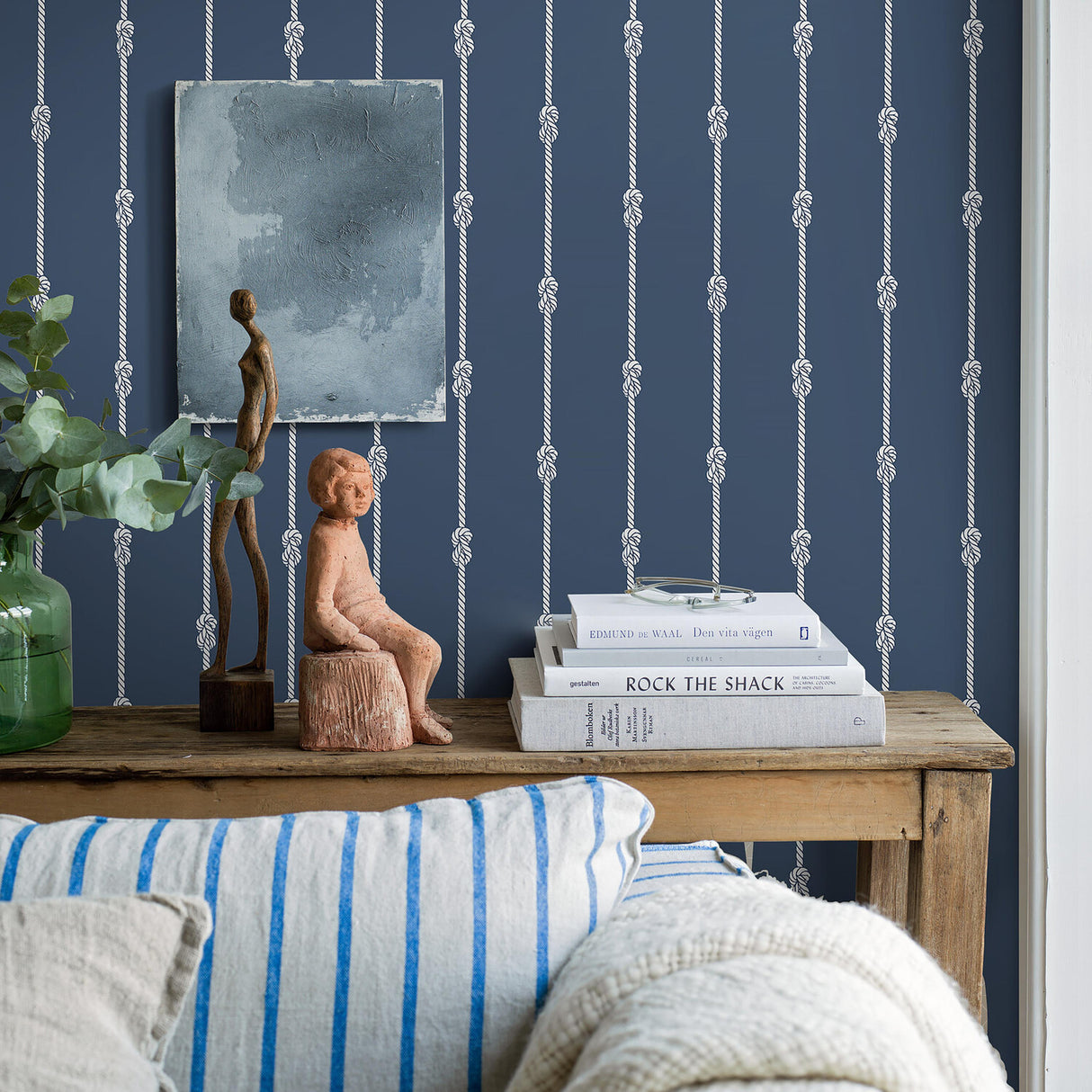Borastapeter Knot Stripe Navy Wallpaper
