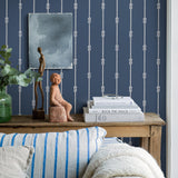 Borastapeter Knot Stripe Navy Wallpaper