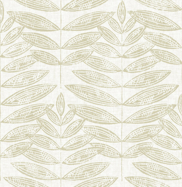 A-Street Prints Akira Taupe Leaf Wallpaper