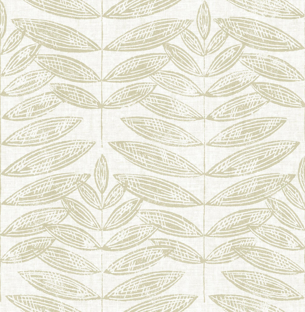 A-Street Prints Akira Taupe Leaf Wallpaper