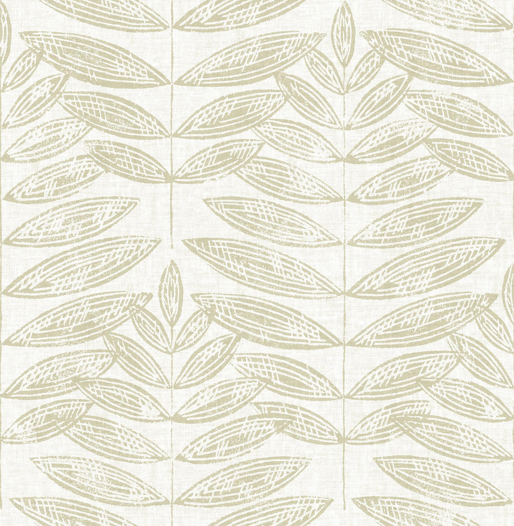 A-Street Prints Akira Taupe Leaf Natural Wallpaper