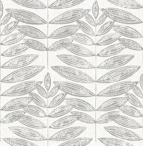 A-Street Prints Akira Leaf Grey Wallpaper