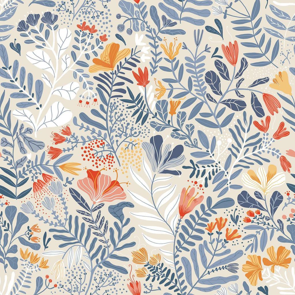 A-Street Prints Brittsommar Light Blue Woodland Floral Wallpaper