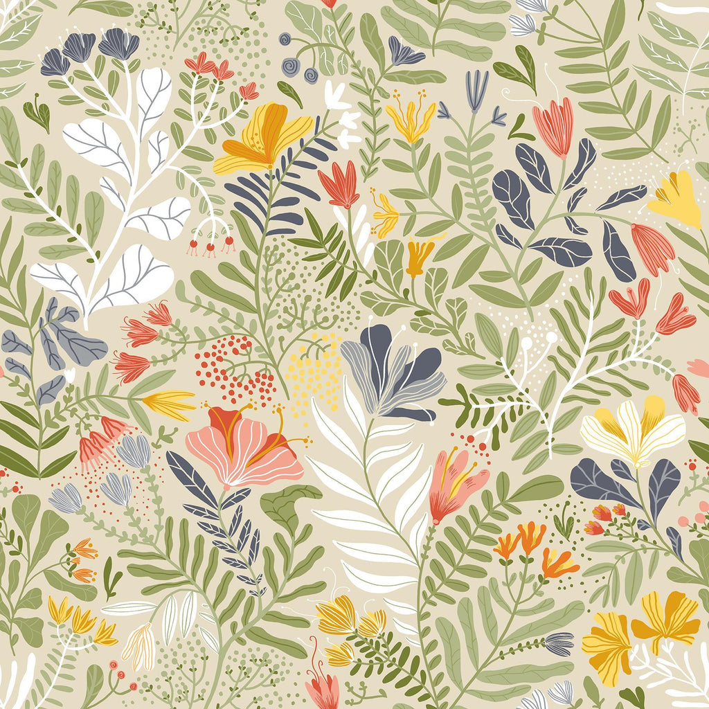 A-Street Prints Brittsommar Green Woodland Floral Wallpaper