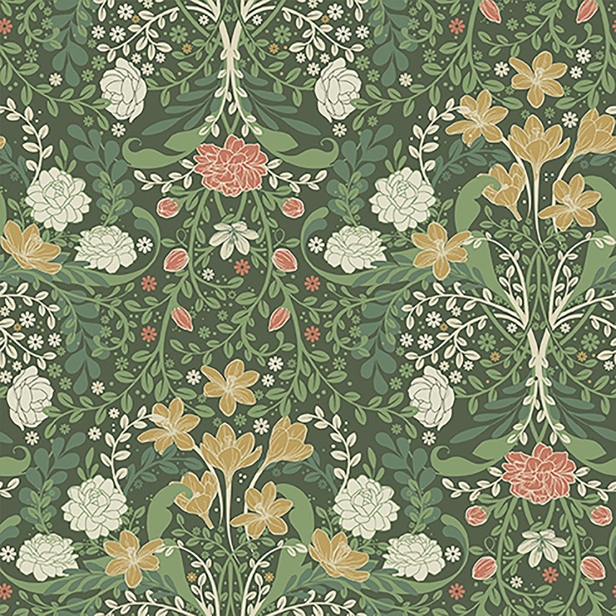 A-Street Prints Froso Green Garden Damask Wallpaper