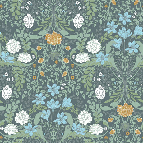 A-Street Prints Froso Garden Damask Turquoise Wallpaper