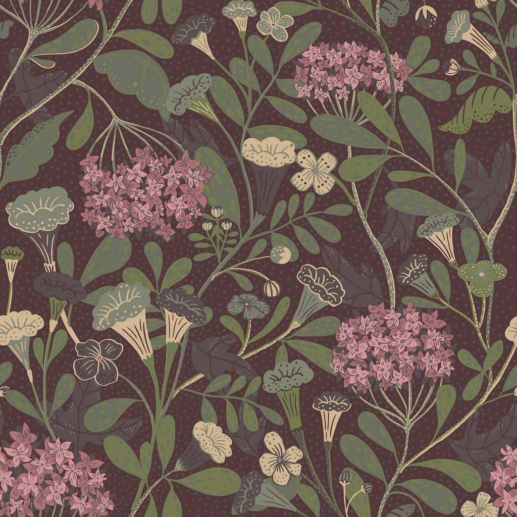 A-Street Prints Hybbe Purple Hydrangea Garden Wallpaper