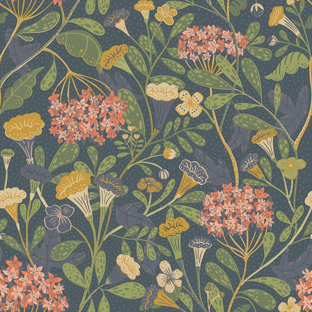 A-Street Prints Hybbe Blue Hydrangea Garden Wallpaper