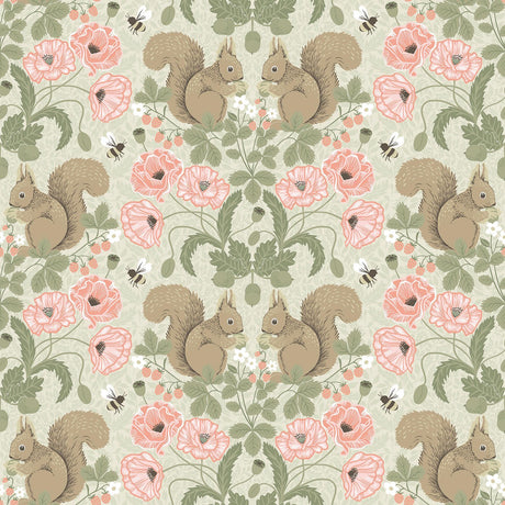 A-Street Prints Kurre Pink Woodland Damask Wallpaper