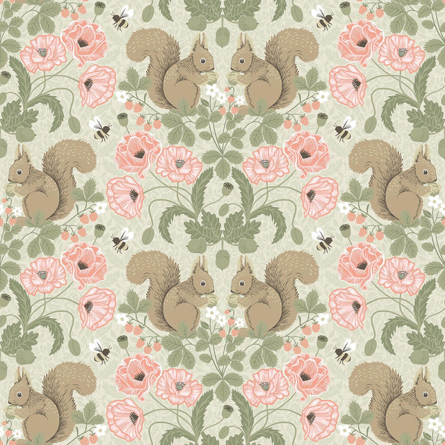 A-Street Prints Kurre Pink Woodland Damask Wallpaper